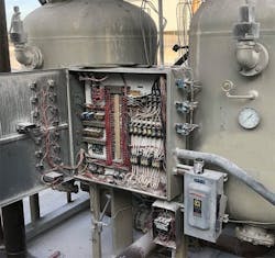 Figure 7. This aged dryer was determined to be beyond its useful lifespan and was ultimately replaced. Figure 7. This aged dryer was determined to be beyond its useful lifespan and was ultimately replaced.