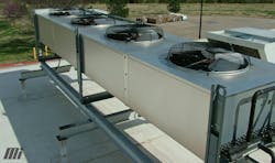 Figure 2. This four-fan HVAC system is controlled by the VFD and mechanical Bypass contactors shown in Figure 1. Photo courtesy of Motion. Figure 2. This four-fan HVAC system is controlled by the VFD and mechanical Bypass contactors shown in Figure 1. Photo courtesy of Motion.