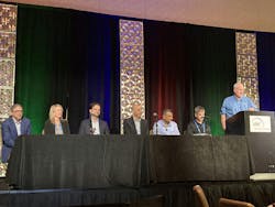 From left to right: Stuart McCoy, OT Data and connectivity engineer, Westrock; Sarah Myers, operation enablement manager, ExxonMobil; Jacob Marzloff, president and cofounder, Armexa; Ted Kerkam, product strategy guide, PTC Kepware; Krish Sridhar, cybersecurity specialist, Kenvue; Michael Elliott, senior manager global OT security, Kenvue; and Larry O’Brien, ARC Advisory. From left to right: Stuart McCoy, OT Data and connectivity engineer, Westrock; Sarah Myers, operation enablement manager, ExxonMobil; Jacob Marzloff, president and cofounder, Armexa; Ted Kerkam, product strategy guide, PTC Kepware; Krish Sridhar, cybersecurity specialist, Kenvue; Michael Elliott, senior manager global OT security, Kenvue; and Larry O’Brien, ARC Advisory.