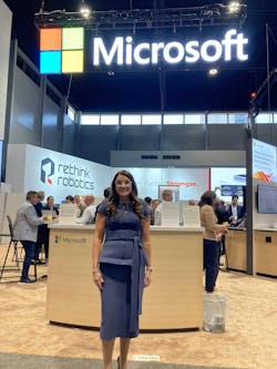 Microsoft CVP of Global Industry Manufacturing Kathleen Mitford, who showcased Microsoft's partnerships with PTC and Rockwell Automation. Microsoft CVP of Global Industry Manufacturing Kathleen Mitford, who showcased Microsoft's partnerships with PTC and Rockwell Automation.