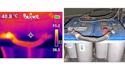 Figure 3: Thermal anomaly (hotspot) on battery bank terminal Figure 3: Thermal anomaly (hotspot) on battery bank terminal
