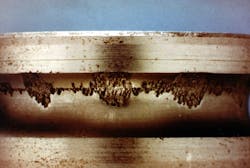 Figure 2. False brinelling caused by low-level vibration. Figure 2. False brinelling caused by low-level vibration.