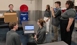 Figure 5. Senior Design Project Team (left to right: Autumn Erwin, Jacob Anderson, Lauren Haggerson, Emma Davis, Evan Ellison, Danielle Tabar) Figure 5. Senior Design Project Team (left to right: Autumn Erwin, Jacob Anderson, Lauren Haggerson, Emma Davis, Evan Ellison, Danielle Tabar)