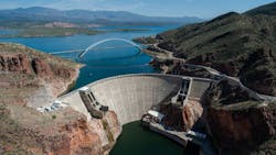SRP’s Roosevelt Dam, situated along the Salt River in Arizona, is one of three critical hydropower sites modernized with the Ovation™ Automation Platform SRP’s Roosevelt Dam, situated along the Salt River in Arizona, is one of three critical hydropower sites modernized with the Ovation™ Automation Platform