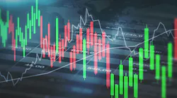 Graphic depicting stocks increasing and falling: Economy concept