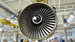 A GE Aerospace aircraft engine. A GE Aerospace aircraft engine.