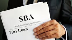 Paperwork with the header: 'SBA Small Business Administration 7(a) loan' Paperwork with the header: 'SBA Small Business Administration 7(a) loan'