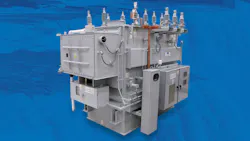 A product photo of a liquid-filled power transformer from Niagara Power Transformers.