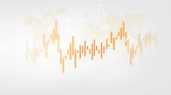 Financial Graph Over World Map