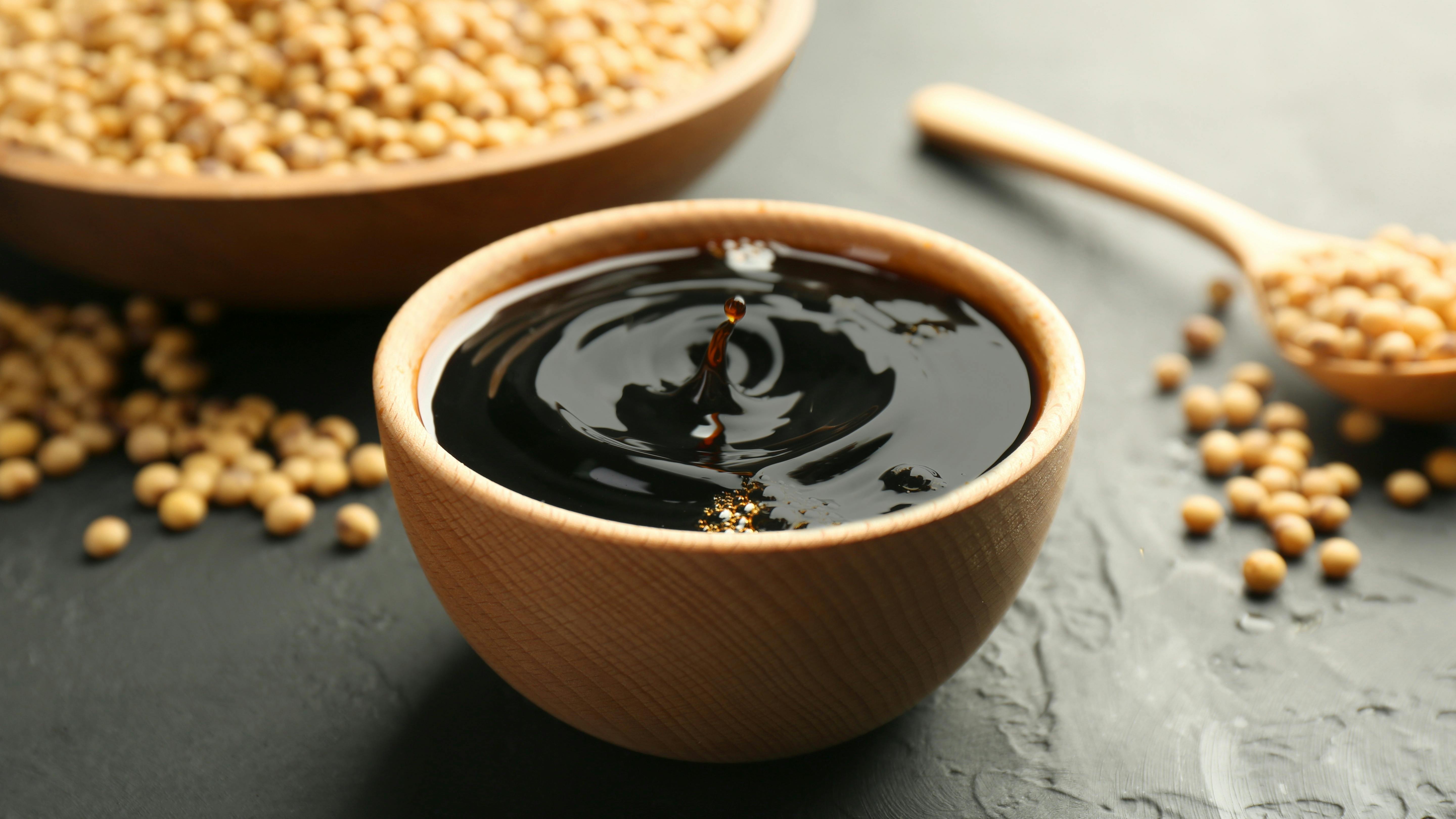 Soy sauce and soybeans